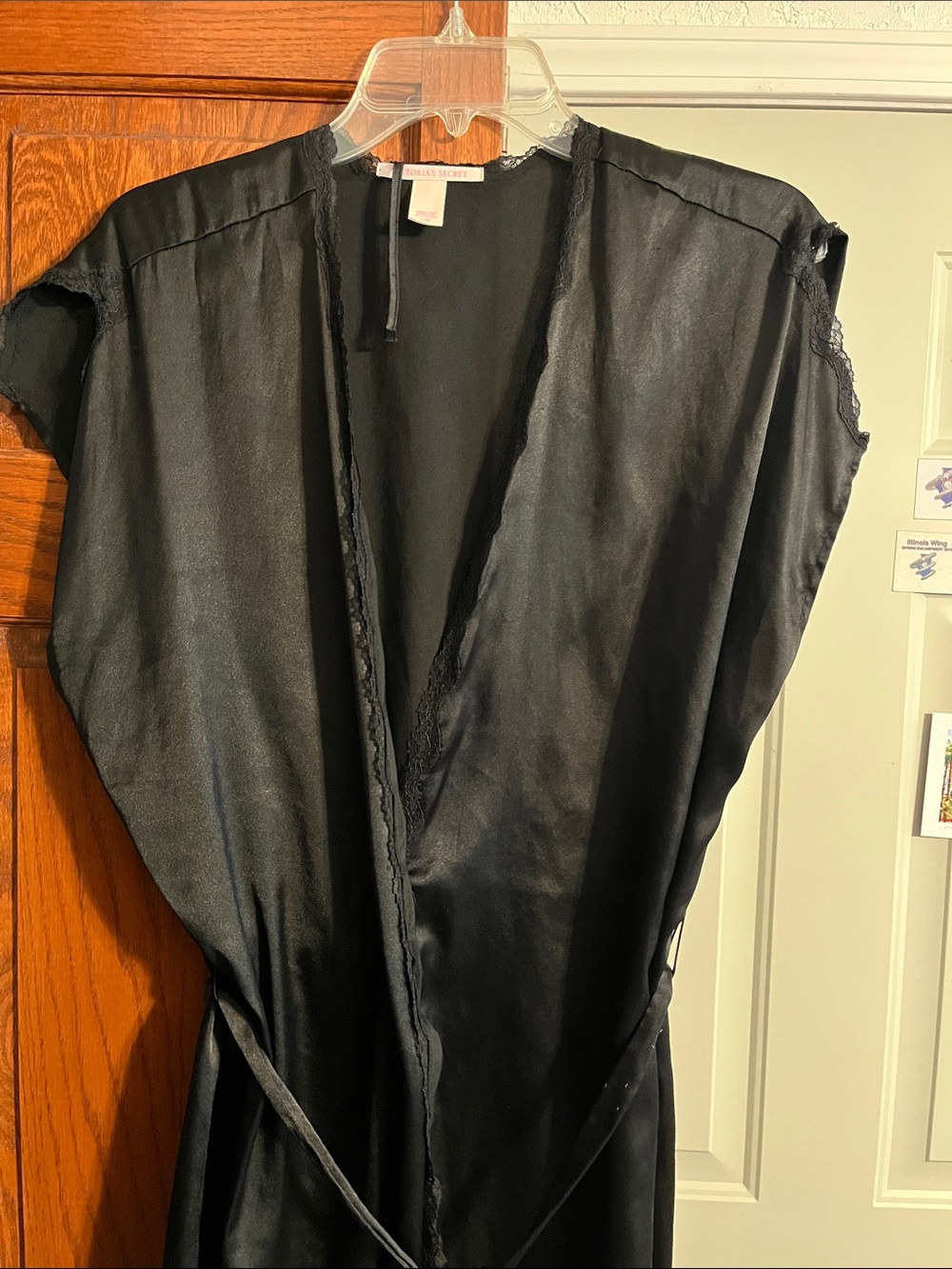 Victoria's Secret Black Satin Wrap (robe)  large